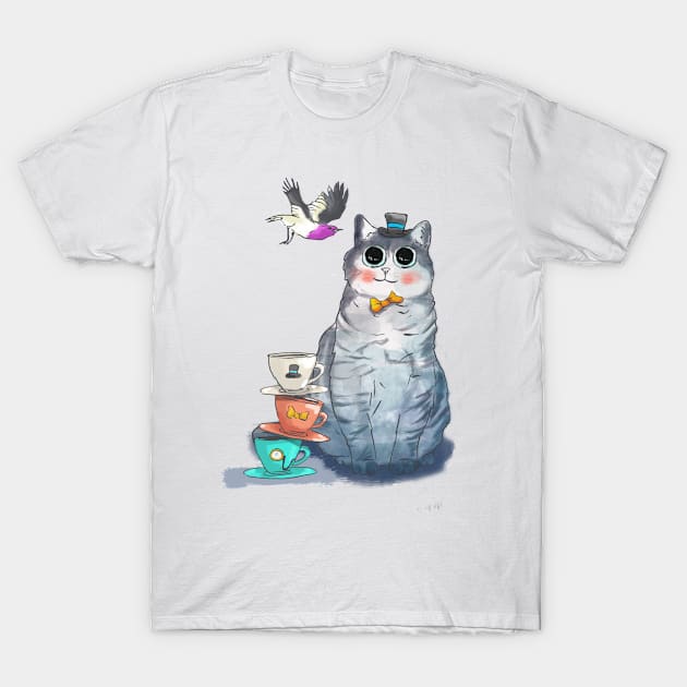 Cat with Bubbly Eyes T-Shirt by BlackArmy2017